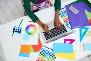 Visual comparison showing difference between brand strategy foundation and visual branding identity expression